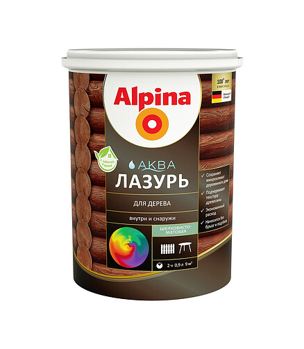 Лазурь Alpina АКВА для дерева, 0,9л 438x503 в Материке