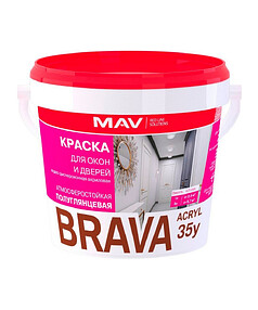 Краска BRAVA для окон и дверей белая полуглянцевая, 1,1кг 238x286 в Материке