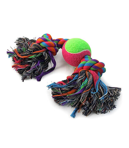 Игрушка для собак Triol "Верёвка", 2 узла и мяч (d6,5*35 см) 438x503 в Материке