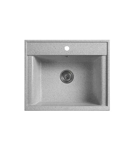 Мойка SG-REC-6050 600х500мм иск.мрамор-ОЛОВО СВЕТЛОСЕРЫЙ RS с выпуском 438x503 в Материке