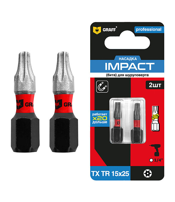 Бита ударная GRAFF TR15 25мм 2шт 586x674 Бита ударная GRAFF TR15 25мм 2шт 586x674 в Материке