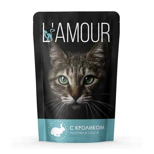 Корм для кошек ТМ L"AMOUR с кроликом в соусе, пауч (75г)