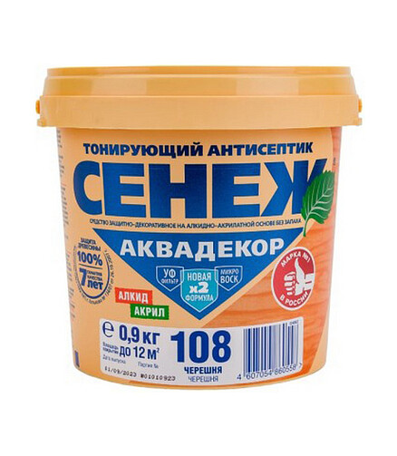 Антисептик Сенеж АКВАДЕКОР 108 черешня, 0,9 кг 438x503 в Материке