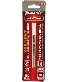 Сверло по нерж.стали MATRIX 71419 HSS-Co 4мм