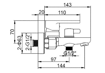 Смеситель L3266 (для ванны, короткий излив) 438x503 в Материке - Вариант 2