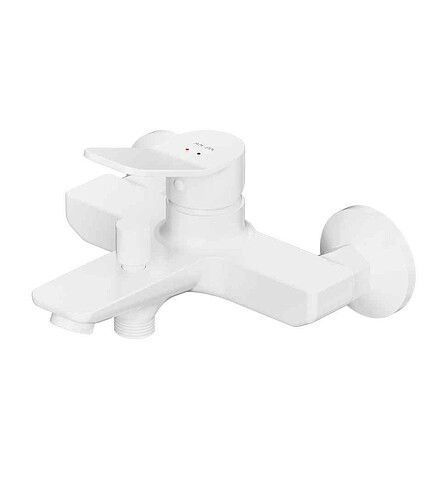 Смеситель X-JOY F85A10033 (для ванны, короткий излив) без душ.комплекта белый 438x503 в Материке