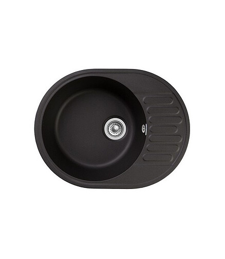 Мойка QUARZ GF-Z 58 (ЕСО-58), овал 620х480мм черный (без сифона) 438x503 в Материке