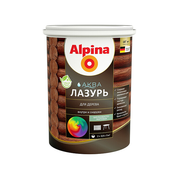 Лазурь ALPINA АКВА для дерева 0,9л