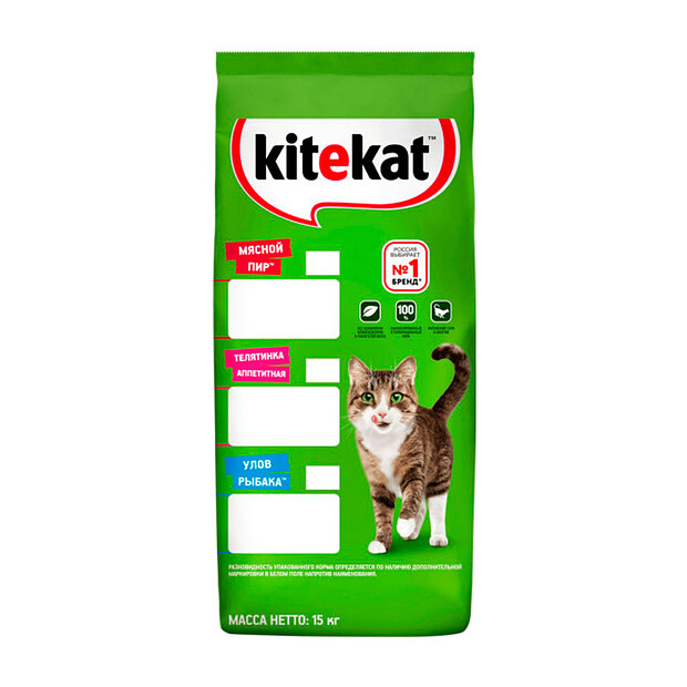 Корм для взрослых кошек KITEKAT Мясной Пир (15кг)