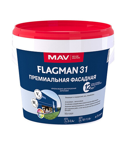 Краска МАВ FLAGMAN 31 фасадная, 4кг 438x503 в Материке