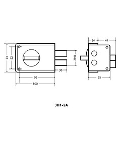 Замок накладной Аллюр ЗН1-2А 2 ригеля, (ключ/вертушка)