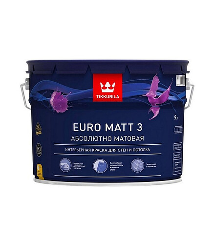 Краска Tikkurila EURO MATT 3 A матовая, 9л 438x503 в Материке