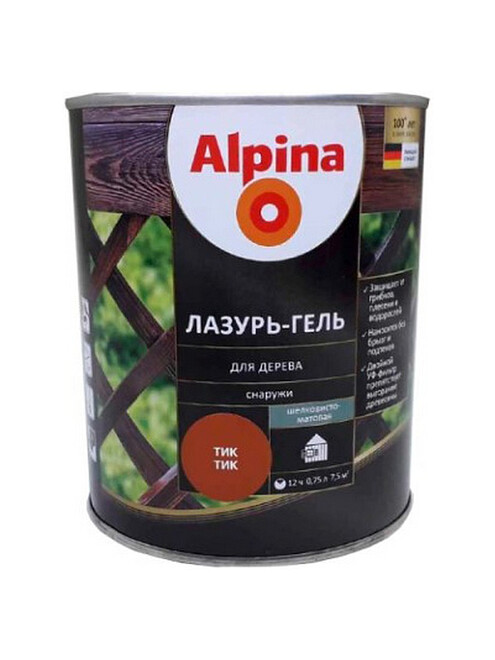 Лазурь-гель Alpina алкидый для дерева шелк.-матовый тик, 0,75л 495x660 Лазурь-гель Alpina алкидый для дерева шелк.-матовый тик, 0,75л 495x660 в Материке