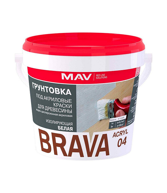 Грунтовка BRAVA ACRYL 04 для дерева акриловый, 1л 586x674 Грунтовка BRAVA ACRYL 04 для дерева акриловый, 1л 586x674 в Материке