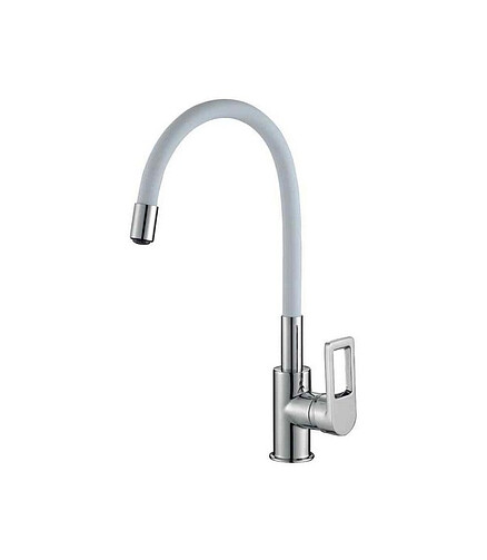 Смеситель ROSSINKA Z35-35U-White (для кухни) с гибким изливом, хром/белый 438x503 в Материке