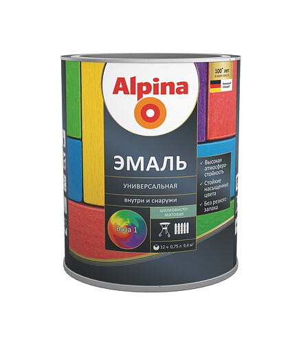 Эмаль Alpina алкид. шелк.-матовая База1, универ., 0,75л/ 0,89кг 438x503 в Материке