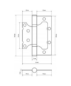Петля дверная универсальная СТАНДАРТ 100х63х2мм 2BB SN, мат.никель