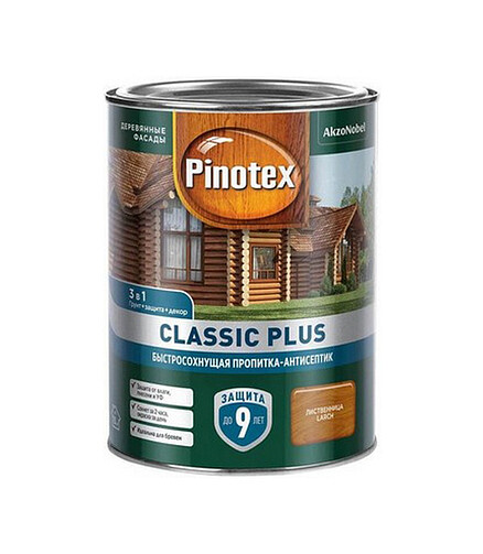 Пропитка-антисептик Pinotex Classic Plus 3 в 1 Лиственница, 0,9л 438x503 в Материке