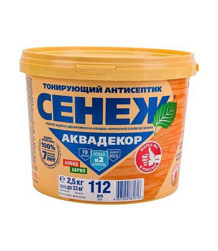 Антисептик Сенеж АКВАДЕКОР 112 дуб, 2,5кг 438x503 в Материке