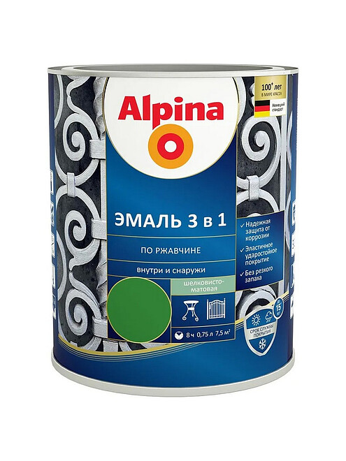 Грунт-эмаль Alpina 3в1 RAL6002 Зеленый, 0,75л 495x660 Грунт-эмаль Alpina 3в1 RAL6002 Зеленый, 0,75л 495x660 в Материке
