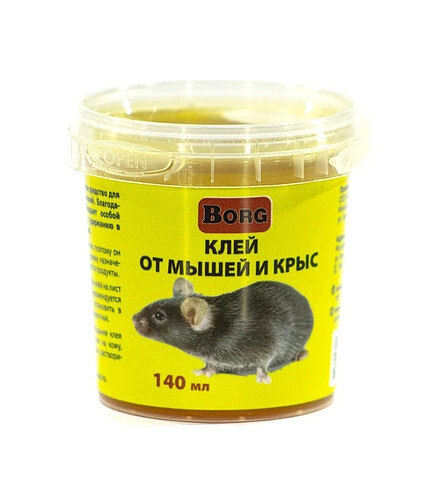 Средство Клей от мышей и крыс Borg (140мл) в ведерке, инсектородентицид (135г) 438x503 в Материке