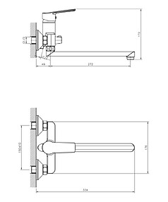 Смеситель DECOROOM DR22043 (для ванны, длинный излив 300мм), ЛАТУНЬ