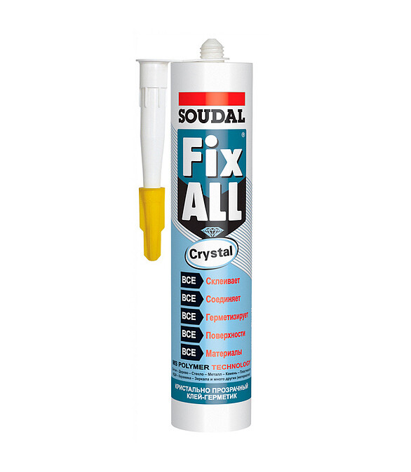 Клей-герметик SOUDAL Fix All Crystal прозрачный, 290мл 586x674 Клей-герметик SOUDAL Fix All Crystal прозрачный, 290мл 586x674 в Материке