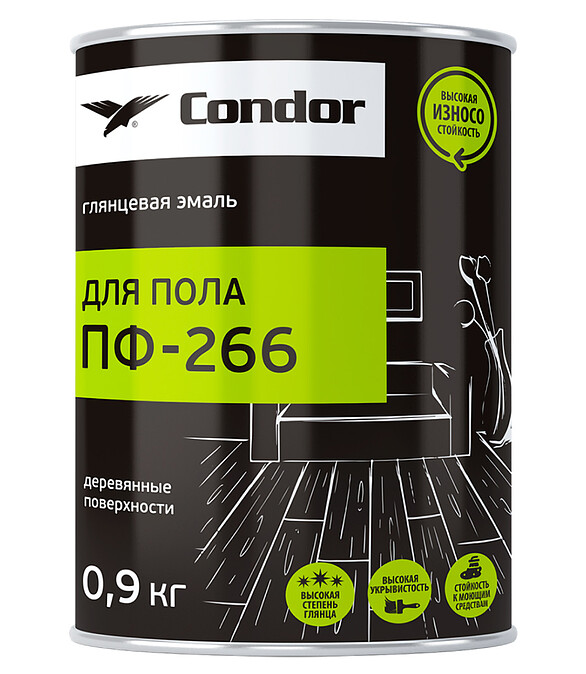 Эмаль для пола Condor ПФ-266 светло-серая, 0,9кг 586x674 Эмаль для пола Condor ПФ-266 светло-серая, 0,9кг 586x674 в Материке