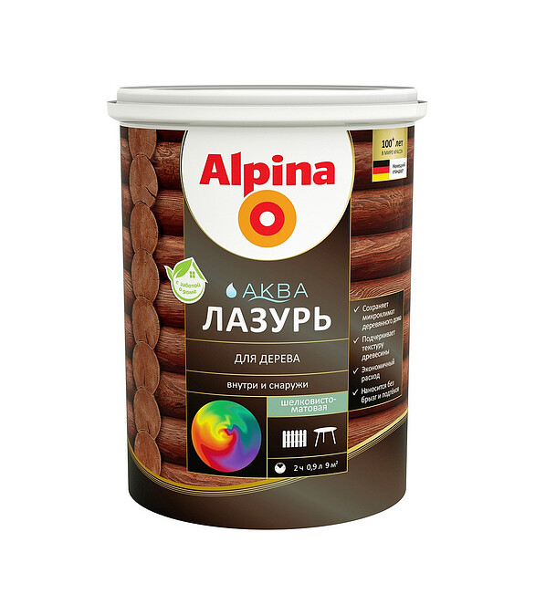 Лазурь Alpina АКВА для дерева, 0,9л 586x674 Лазурь Alpina АКВА для дерева, 0,9л 586x674 в Материке