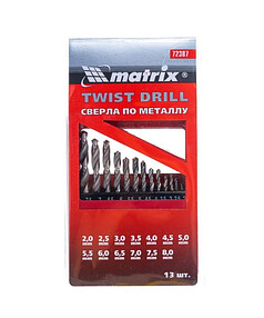 Набор сверл по металлу MATRIX 72387 2-8мм 13шт/уп.