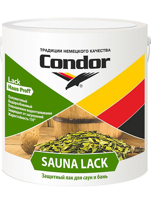 Лак Condor Sauna Lack акриловый полуматовый, 0,7кг 495x660 Лак Condor Sauna Lack акриловый полуматовый, 0,7кг 495x660 в Материке