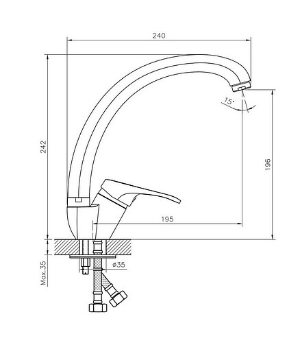 Смеситель DECOROOM DR21021 (для кухни) высокий поворотный излив, ЛАТУНЬ 438x503 в Материке - Вариант 2
