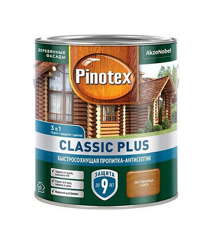 Пропитка-антисептик Pinotex Classic Plus 3 в 1 Лиственница, 2,5л 438x503 в Материке