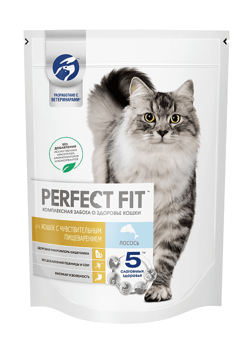Корм для кошек PERFECT FIT с чувств. пищевар., лосось (0,65кг) 495x660 Корм для кошек PERFECT FIT с чувств. пищевар., лосось (0,65кг) 495x660 в Материке