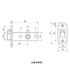 Защелка межкомнатная Аллюр L45-8-R18 BN, черный никель