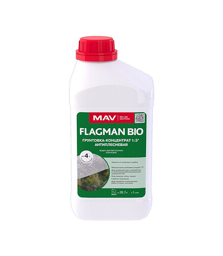 Грунтовка-концентрат FLAGMAN BIO антиплесневая бесцветная, 1л 438x503 в Материке