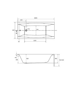 Ванна акриловая прямоугольная VIRGO 180x80см без ножек 238x286 в Материке - Вариант 4