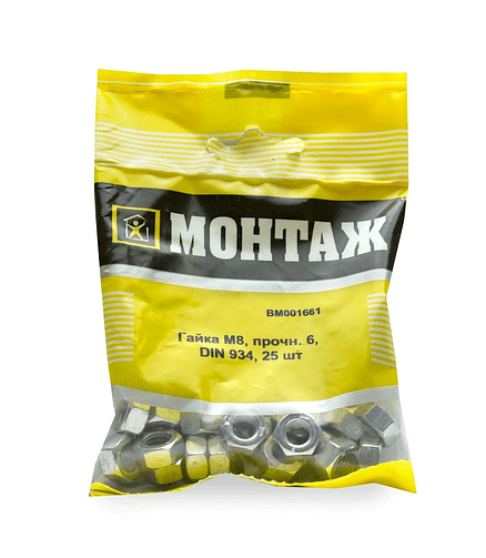 Гайка М8, цинк, прочн. 6 DIN 934 (уп=25шт)_МОНТАЖ_BM001661 438x503 в Материке