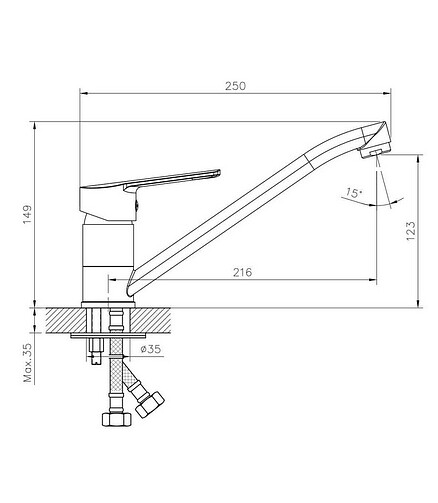 Смеситель DECOROOM DR22018 (для кухни) с поворотным изливом, ЛАТУНЬ 438x503 в Материке - Вариант 2