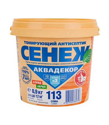 Антисептик Сенеж АКВАДЕКОР 113 слива, 0,9 кг 438x503 в Материке