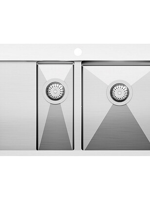 Мойка врезная LUNA 151 N-R 780х500мм 1,5 чаши правая, нерж.сталь 1,2мм с выпуск. 238x286 в Материке