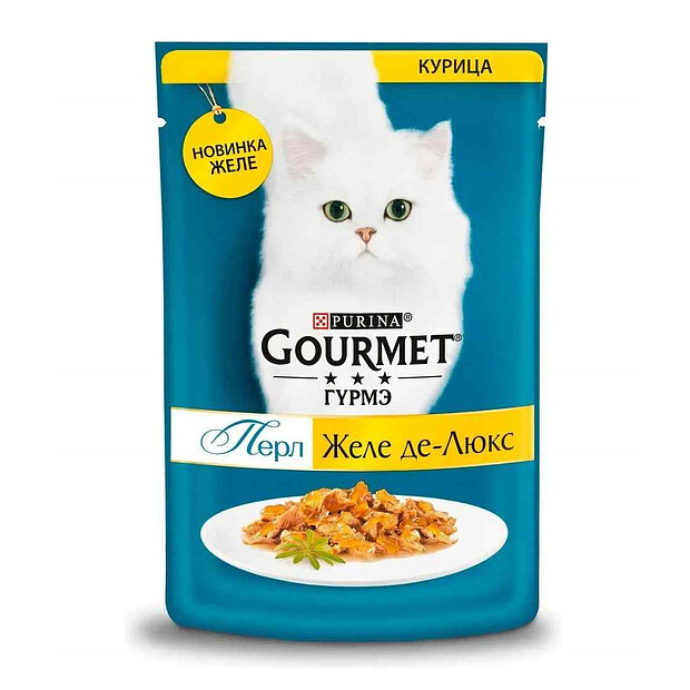 Корм для кошек Gourmet Perle Желе де-Люкс, курица, желе (75г) 620x620 в Материке