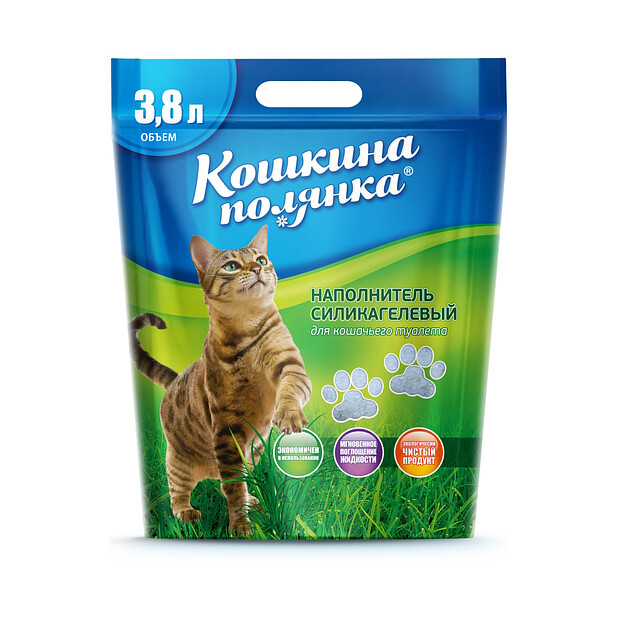 Наполнитель для туалета КОШКИНА ПОЛЯНКА силикагелевый (3,8л)