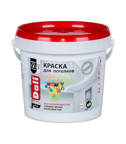 Краска DALI для потолков белая, 0,9л 438x503 в Материке