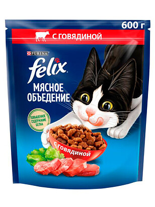 Корм для кошек FELIX Мясное объедение, говядина (0,6кг) 238x286 в Материке