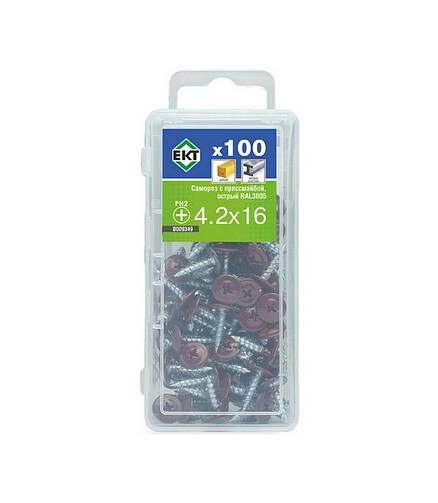Саморез П/Ш, с ПрессШайбой, острый 4.2х16 RAL3005 (уп=100шт) 438x503 в Материке - Вариант 2