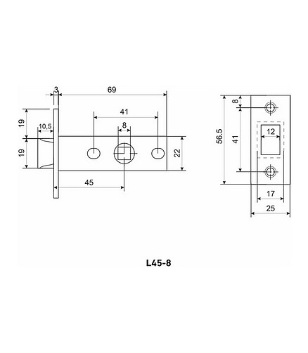 Защелка дверная Аллюр L45-8 AB старая бронза 438x503 в Материке - Вариант 2