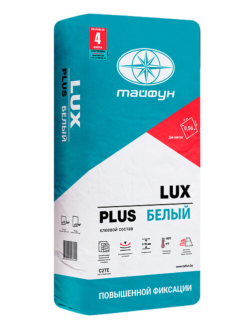 Клей Тайфун LUX PLUS для плитки белый, 25кг 495x660 Клей Тайфун LUX PLUS для плитки белый, 25кг 495x660 в Материке