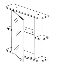 Шкаф навесной зеркальный КАМЕЛИЯ-05 правый (арт.СМ 001.05 R) 640х670х165мм