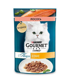 Корм для взрослых кошек GOURMET PERLE лосось соус (75г)